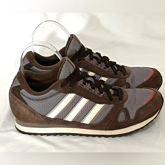 Adidas Vintage Style Brown Gray and Pink Sneakers with White Stripes Size 7.5 - Picture 9 of 9